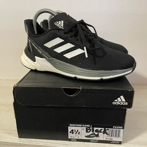 Adidas Response Super J Boost Black Running Shoes Size 4.5 FX6745